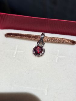 Angara Platinum Garnet Pendant Necklace (New in Box)