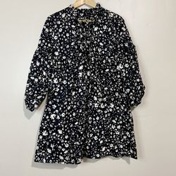 Who What Wear Women’s Floral Polka Dot Puff Long Sleeve Shift Midi Dress Size XS