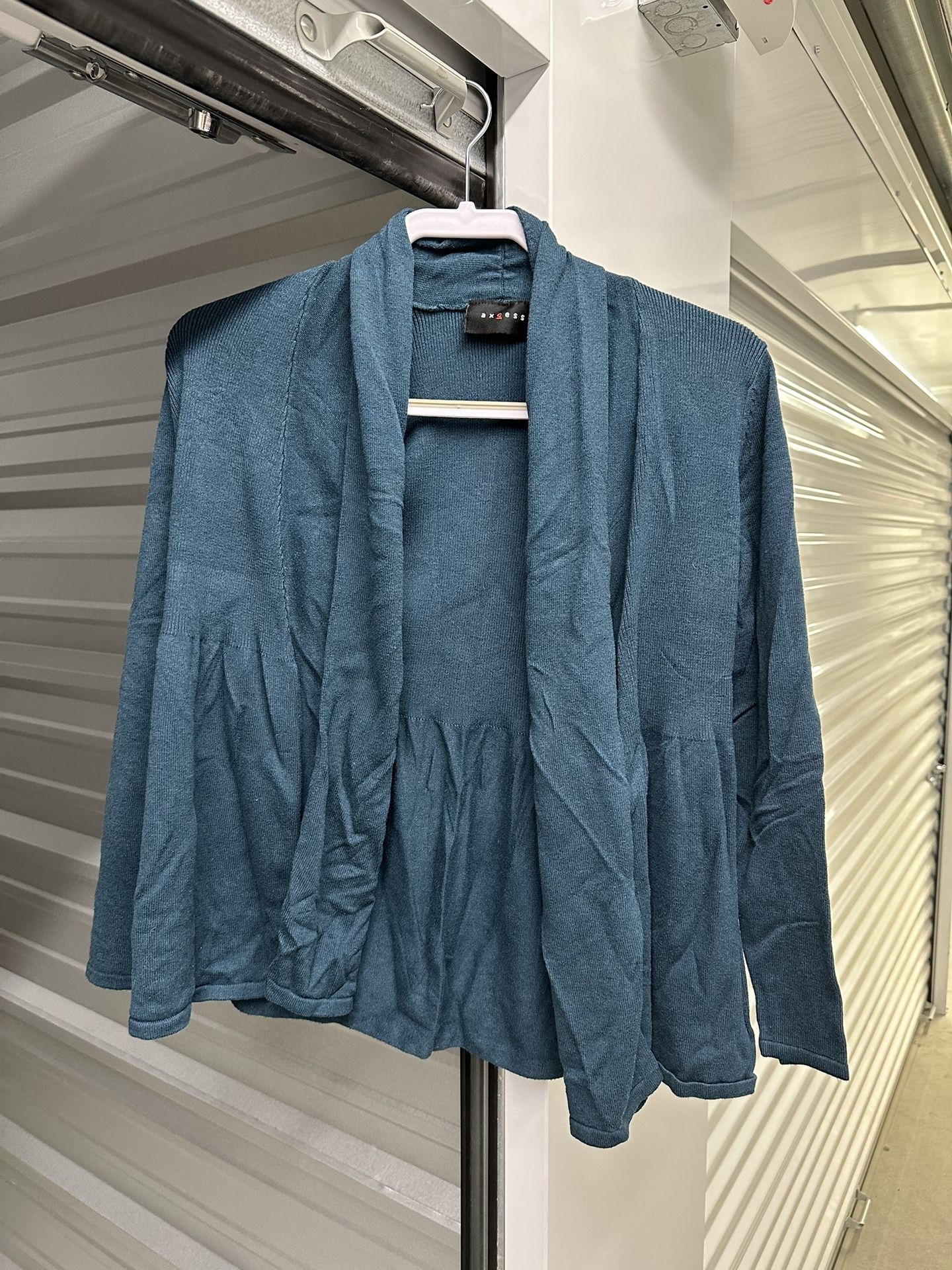Axcess Size Cardigan Draped Open Front Top Teal Women's (L) Large