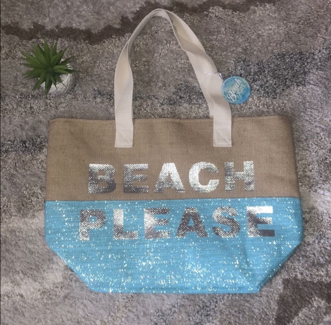 BEACH PLEASE beach tote bag