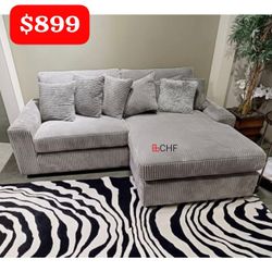 Reversible Corduroy Living Room Sectional Sofa 