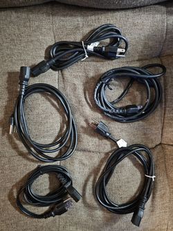 3 Prong Power Cord Cable 5 Pcs Various Lengths Some Used Some New