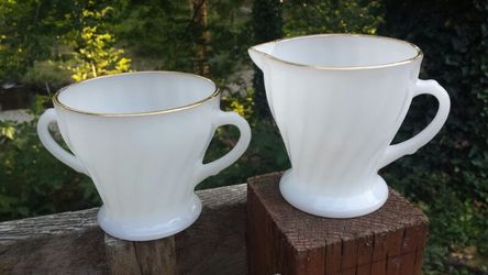 Vintage fire king cream and sugar milk glass