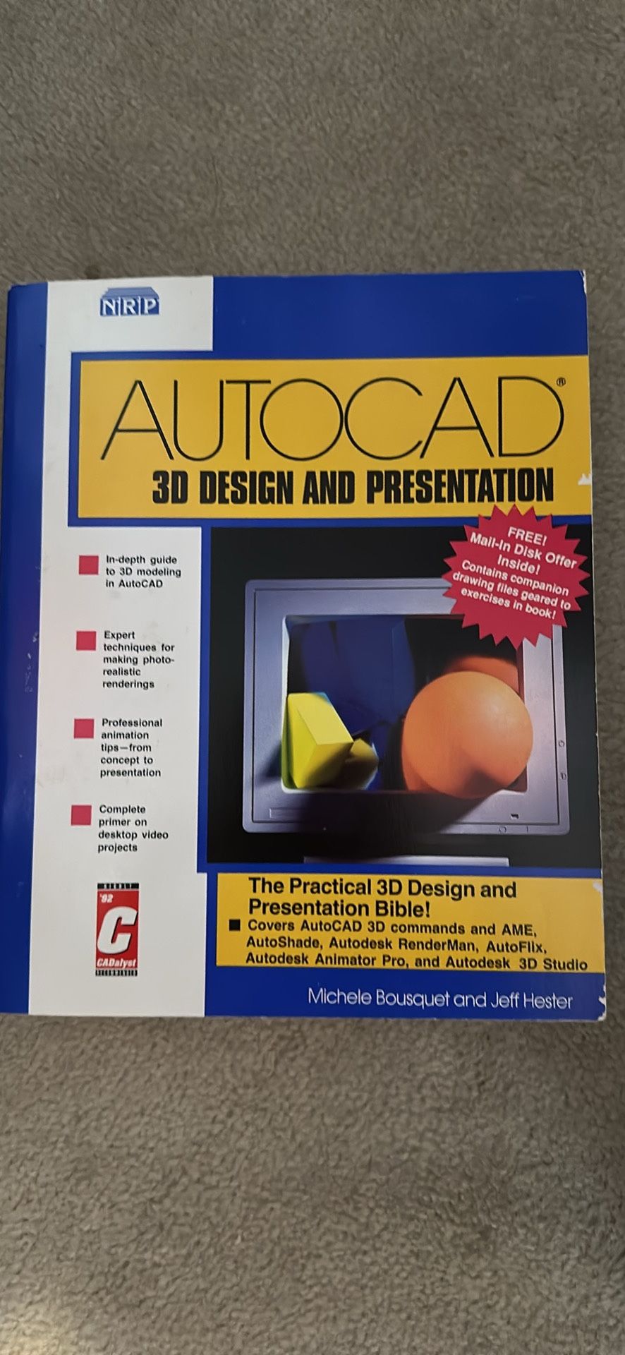 Vintage Computer Book AUTOCAD 3D Design And Presentation
