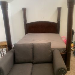 California King Pillow-Top Matress And Box Spring And Bed frame 