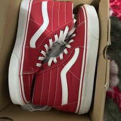 Red Vans High Top Size 8.5