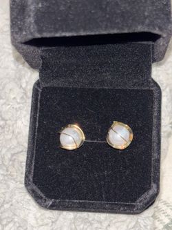 14 karat gold plated, pearl earrings