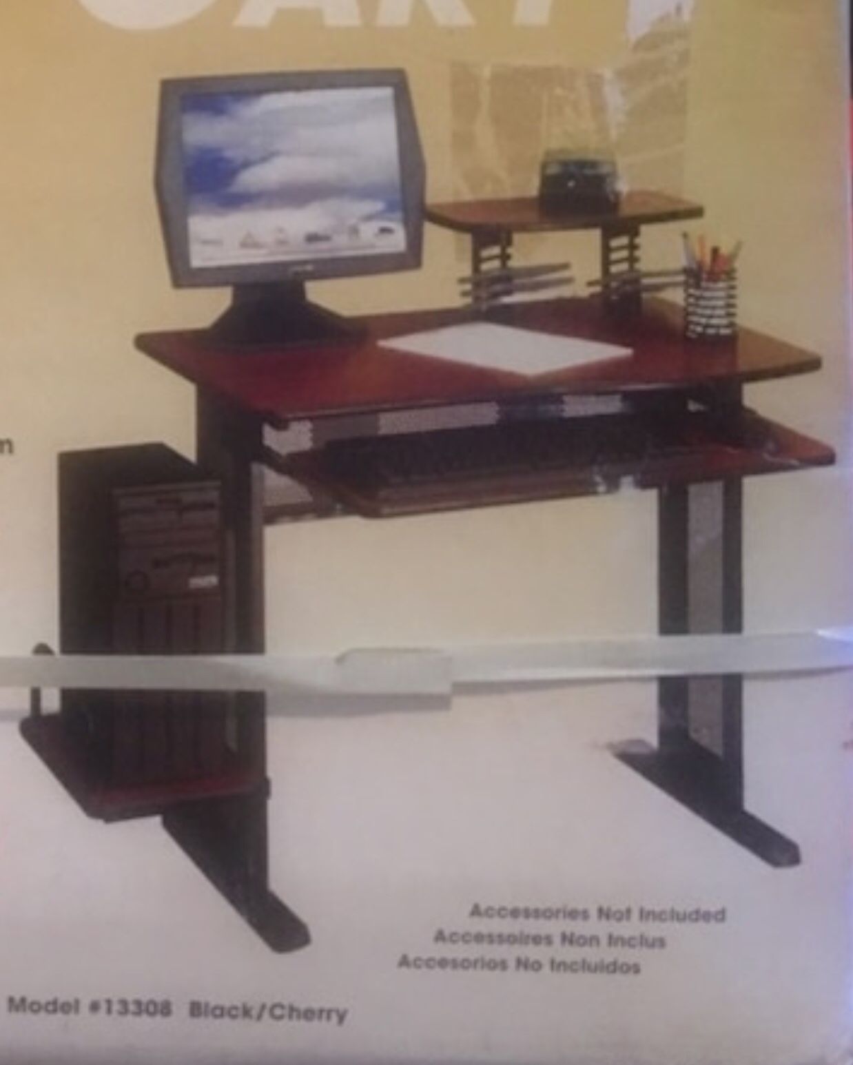 OFFICE Computer Desk Cart (Black/Cherry) NEW BOXED