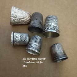 $60! Awesome Antique Sterling Silver Thimbal Collection 