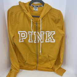 Pink Victoria Secret Zip Up Hoodlie Yellow Large 