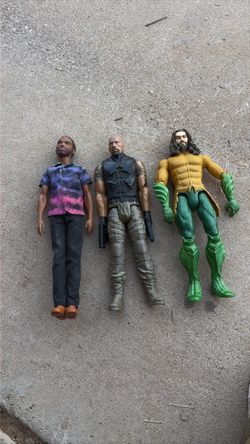 3 Action Figures Lot - The Rock G.I. Joe + Aquaman DC + Barbie Ken Doll - 12 Inch