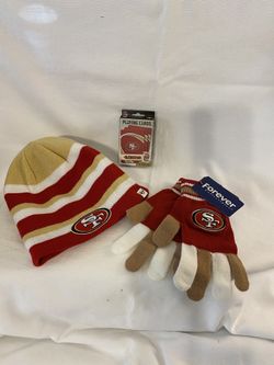 San Francisco 49ers beanie playing cards gloves