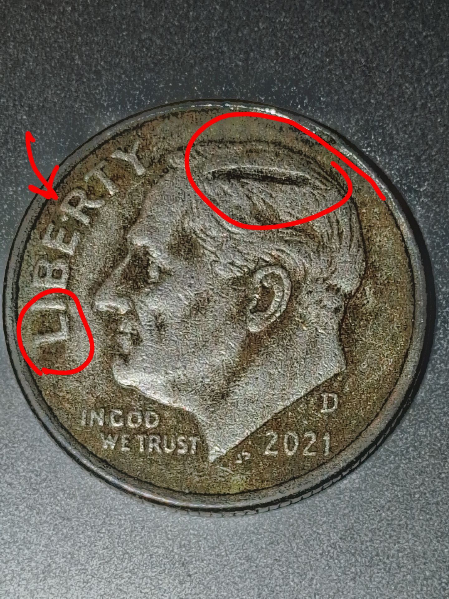 2021 D Rosevelt Dime Error coin