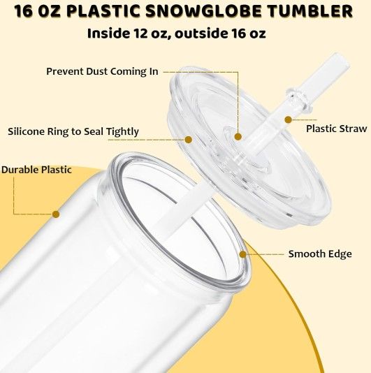 Case of 16oz Acrylic Clear DIY Tumblers