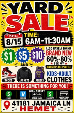 Yard Sale tomorrow 6am-11am