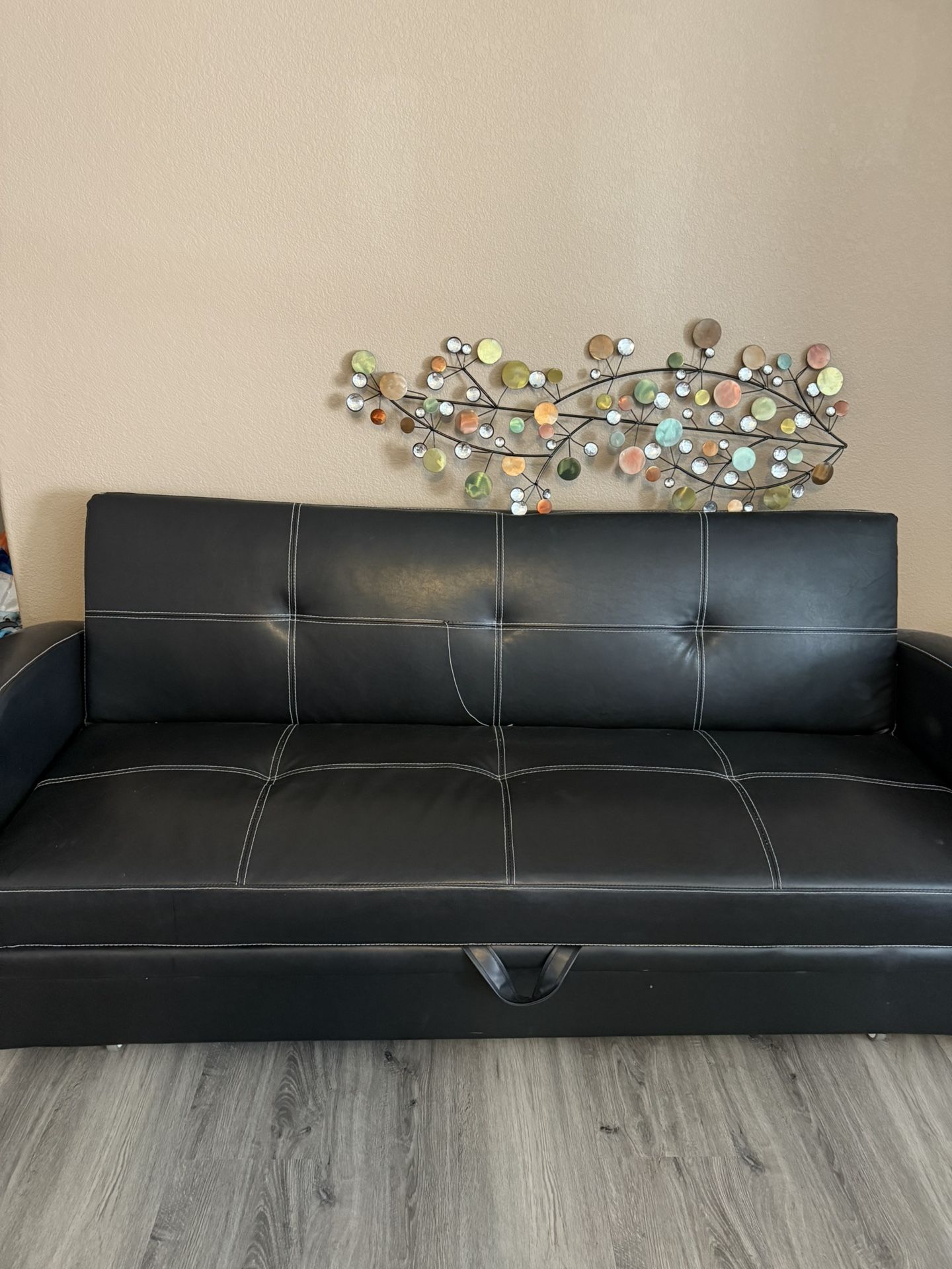3-in-1 Convertible faux leather sleeper sofa
