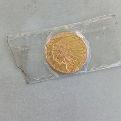 Indian Head 2.50 Pure Gold Coin graded Au