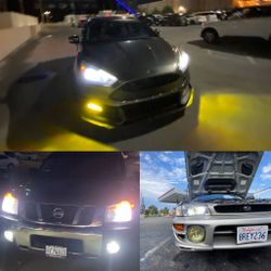 6000k Glacier White LED Headlight And 3000k Jdm Yellow LEDs Fog Lights 