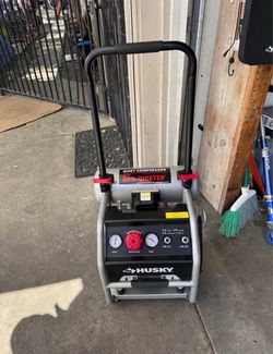 Husky 4.5 Gal. 175 PSI Portable Electric Oil-Free Quiet Twin Stack Jobsite Air Compressor w/Rubber W