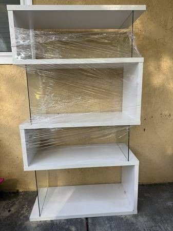 63-inch 4-shelf Glass Panel Bookshelf White