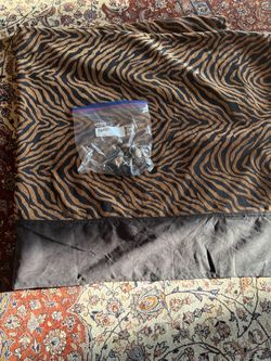 Sherry Kline animal print fabric shower curtain and hooks