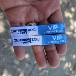 VIP WRISTBANDS NASCAR  ZAC BROWN BAND CONCERT