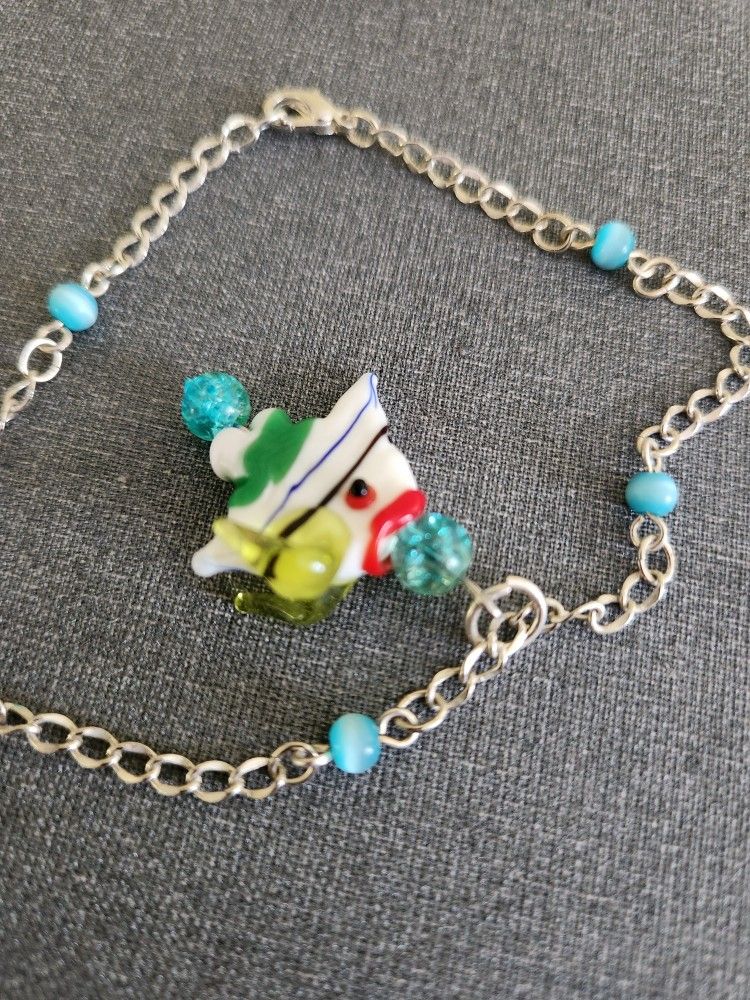 Art Glass AngelFish Charm Bracelet