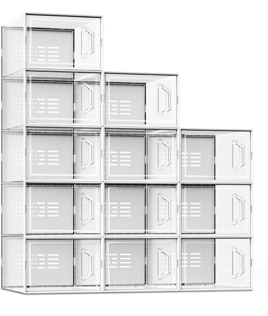 SEE SPRING X-Large Shoe Storage Box Fit Size 11, Clear Plastic Stackable Shoe Organizer for Closet, Space Saving Sneaker Shoe Rack Containers Bins Hol