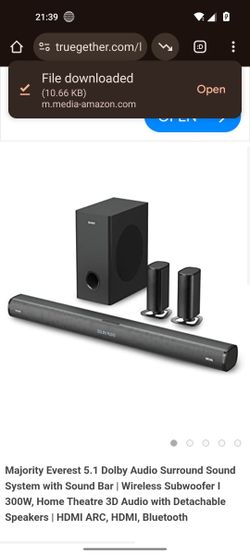 5.1 Theater Gaming Soundbar TV Movie Bluetooth Wireless Subwoofer Chargeable Battery Rear Speakers Remote