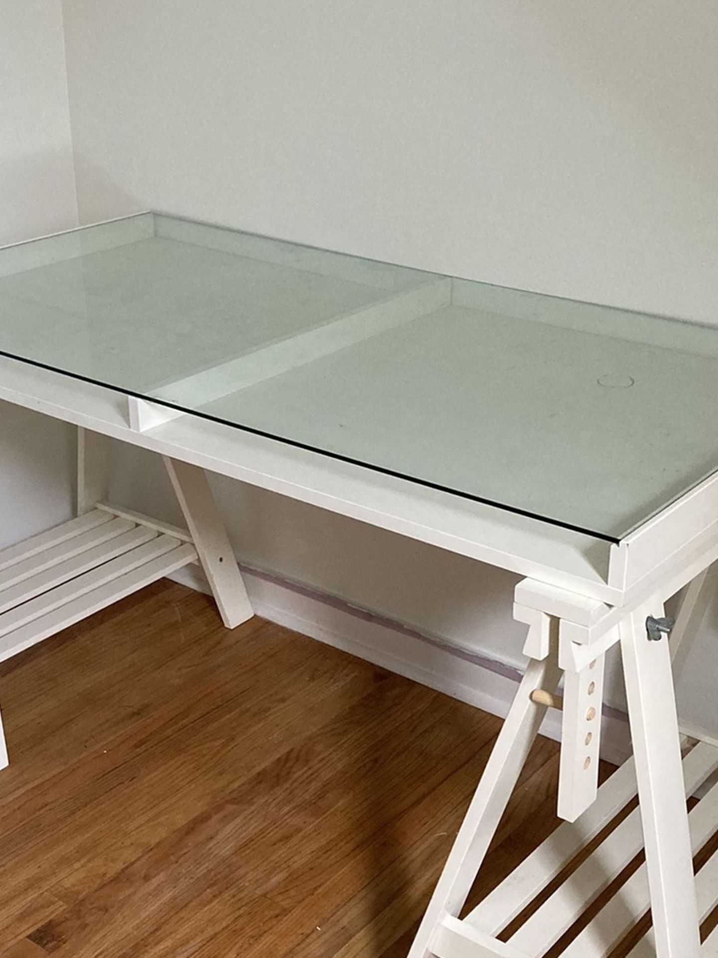 Ikea Sawhorse Desk With Glass Top