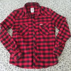 Topo Designs Mens Red & Black Plaid Flannel Button Front Shirt M