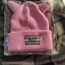 Pink Beanie With Horns Skull Cap Hat ALF