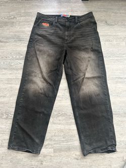 OMFGRS Wide Leg Black Washed Denim Jeans