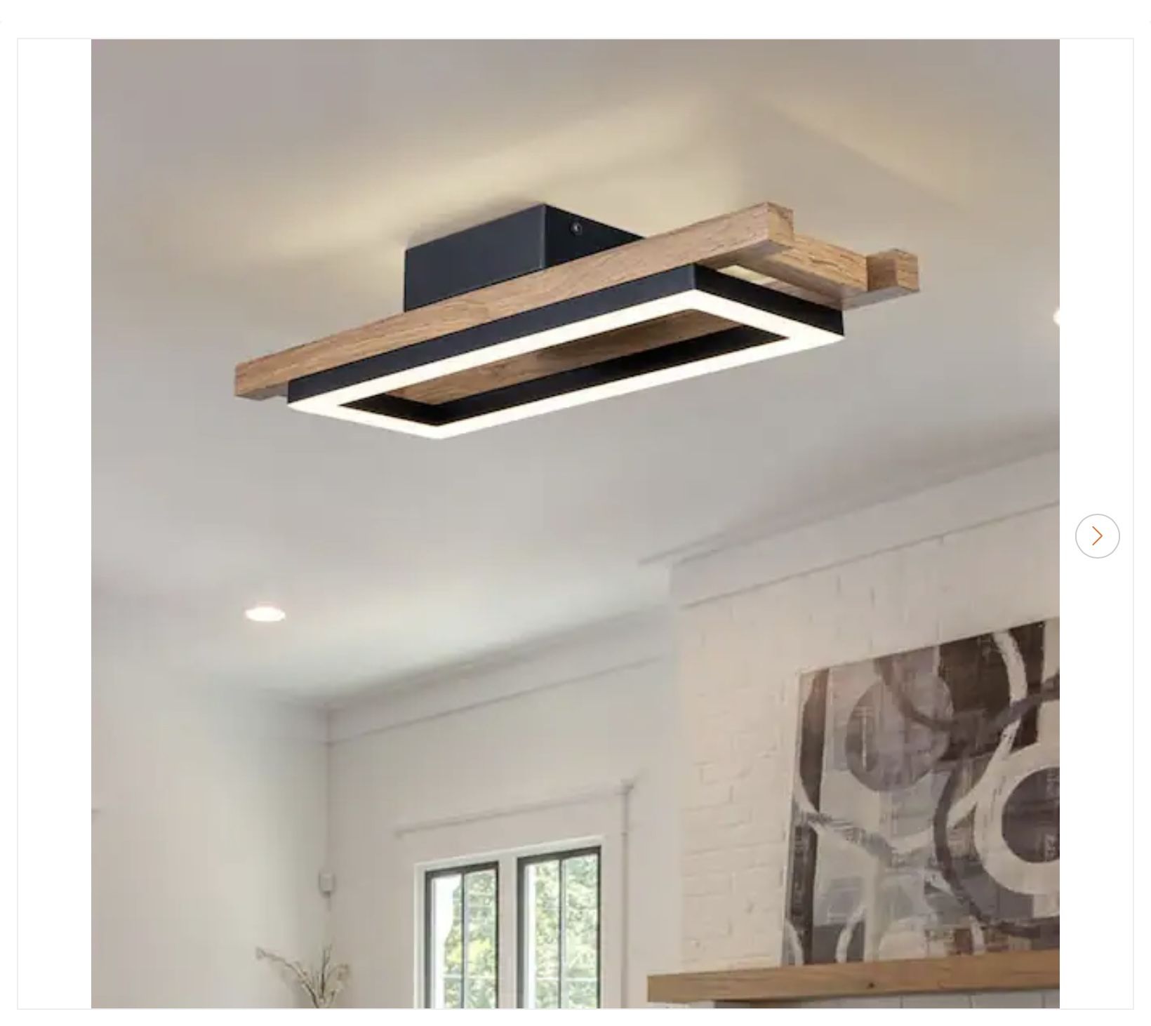 Iris 1-Light 17.72 in. Integrated LED Wood Flush Mount Ceiling Light - New