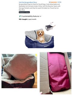 2 of Dog Car Seat for Small Dogs, Fully Detachable and Washable Cat Carseats Under 25 lbs