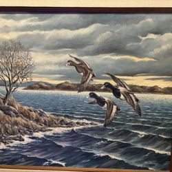 Original Oil Ducks Vintage Wall Art