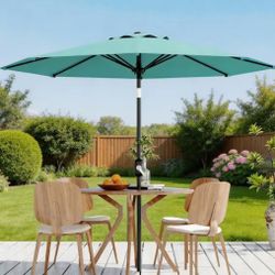 Outdoor 9 Feet Aluminum Market  Umbrella with Crank and Push Button Tilt for Patio, Garden, Deck, Backyard, Pool - No Base