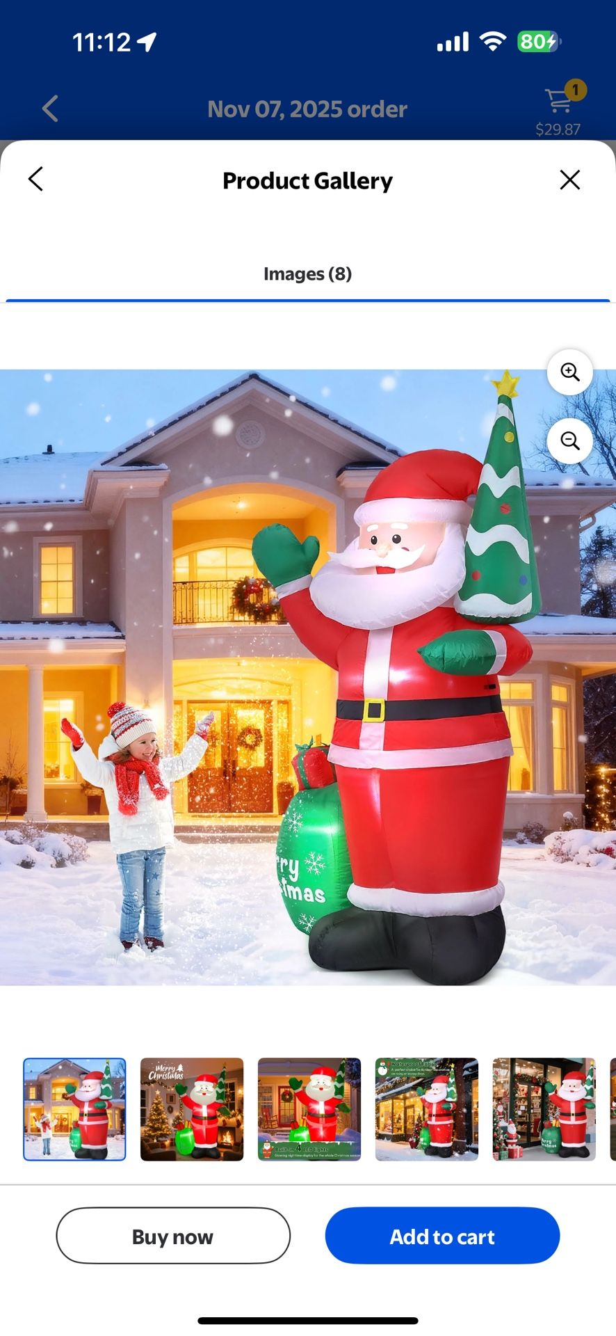 Qunler 8FT Christmas Inflatable Outdoor Decoration, Santa Christmas Inflatable with Build-in LEDs for Xmas Party Outdoor Yard Garden Lawn Winter Decor