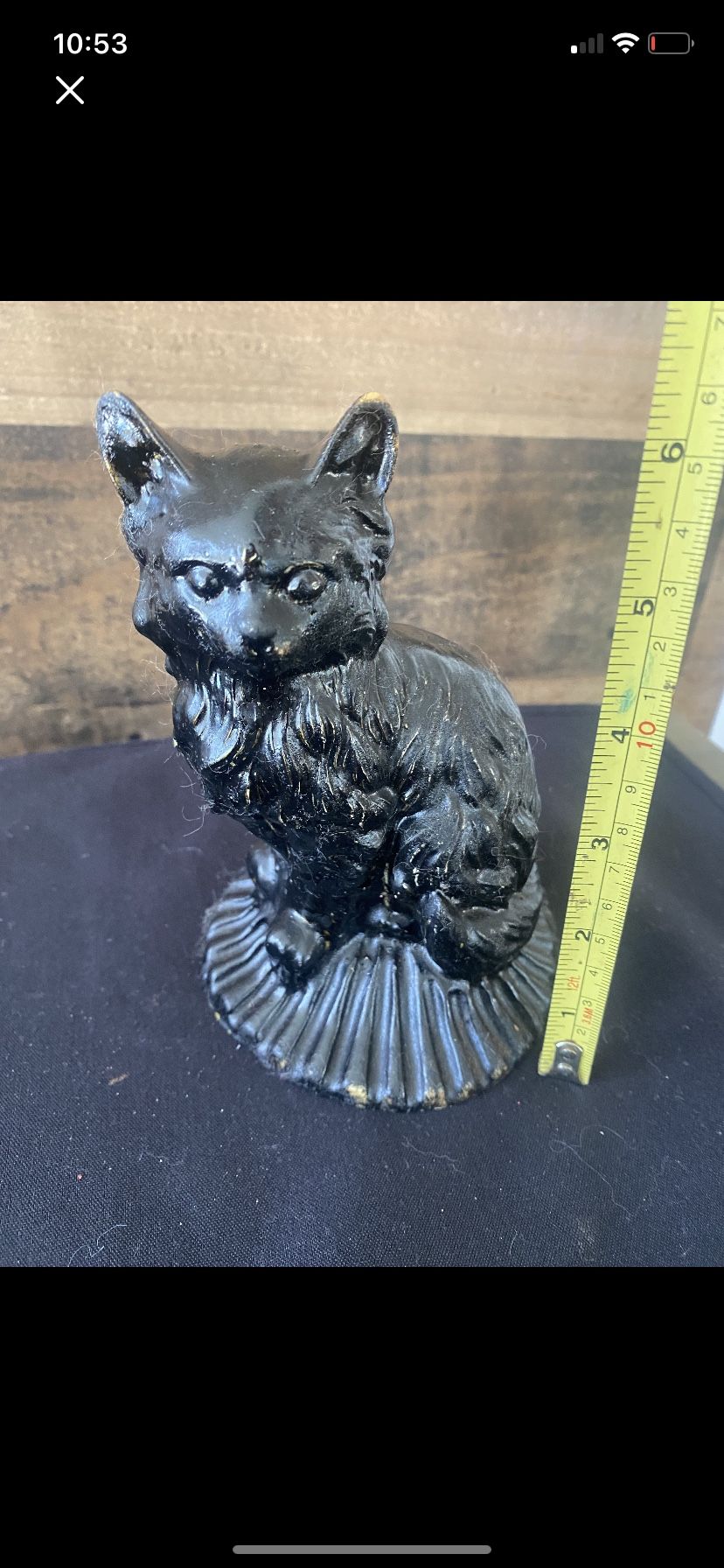 Antique Large black Cat Cast Iron Doorstop 1930s 