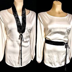 Art Deco Beaded Sash Belt w/ Crocheted Ties & Tassels, Wear as Necklace/Headband