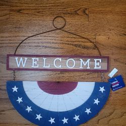 Brand New Red White & Blue Wooden Sign