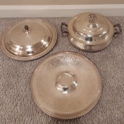 Vintage English Silverplate serving bowl dish platter