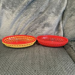 Red/yellow Plastic Food Baskets- 4 Count 