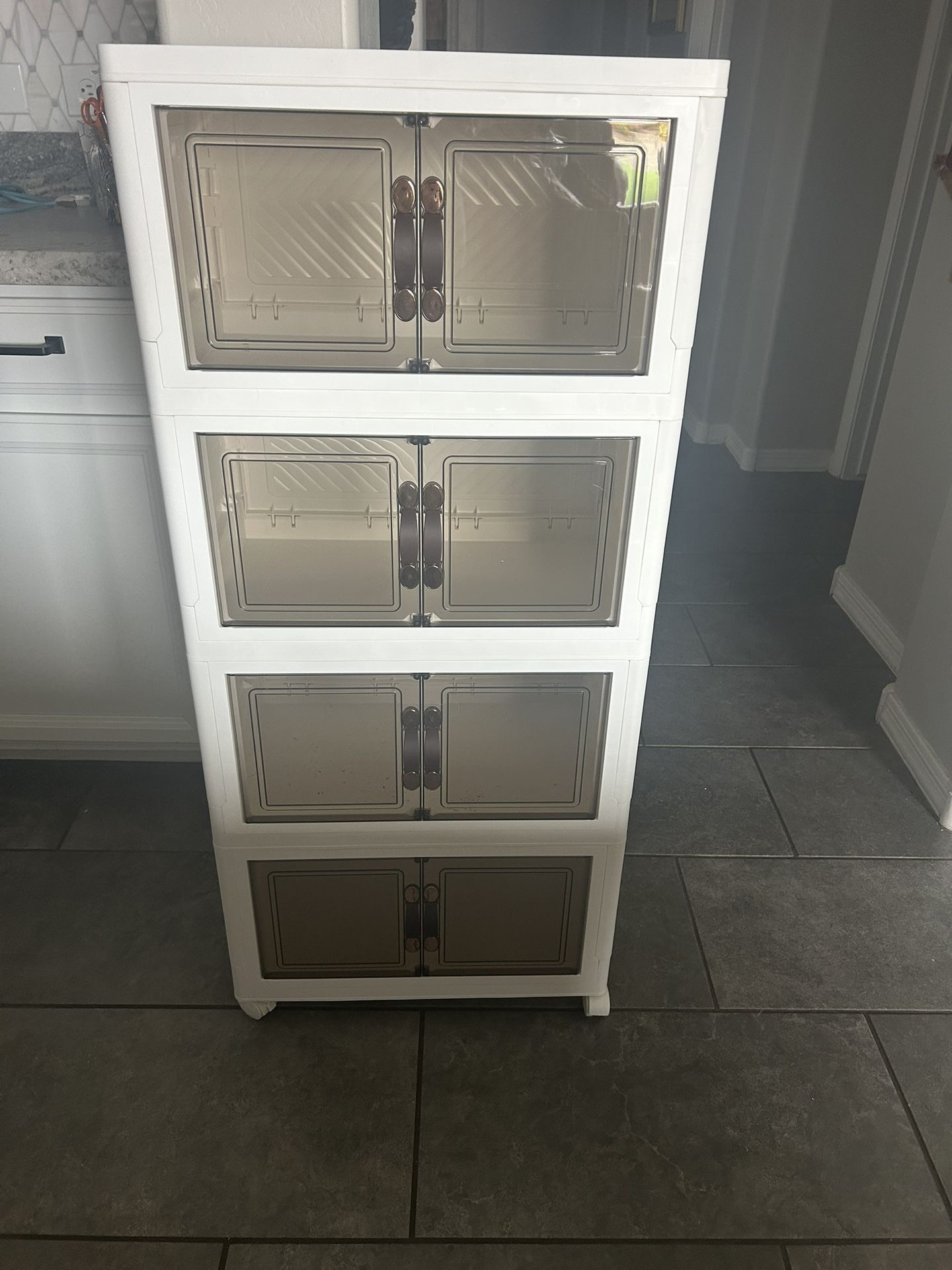 Rolling storage bins with Magnetic doors.