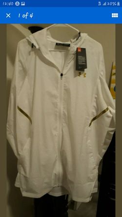 Under Armour Select Dema White Basketball Hoodie Jacket Mens Size XLT 1306000