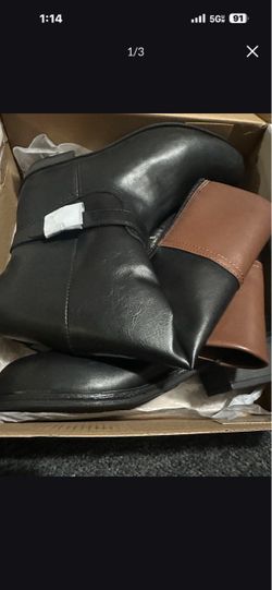 Black and Brown Leather Boots
