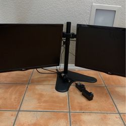 Dual Monitor Mounted On Stand