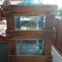 Water Jug 5 Gal And Water Crate.  Very Old Vintage Or Antique.  $150
