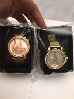 Women Set Of 2 Watch Towel Eiffel Gold Rose Gold 