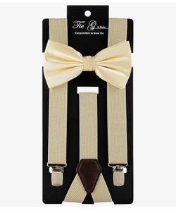 Gold suspenders and gold bow